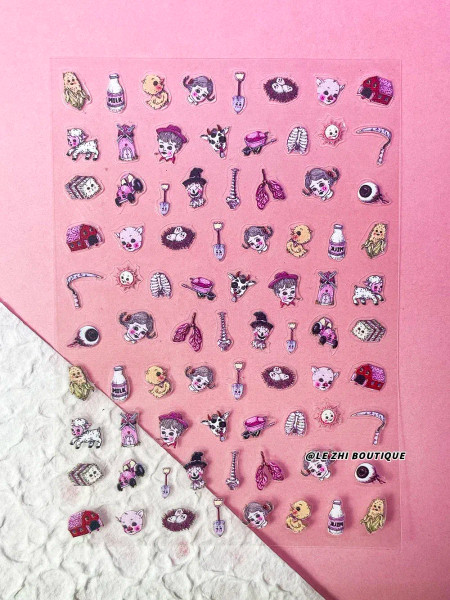 Mixed Colors - New Cartoon Hello Kitty Stickers Nail Art Supplies Decoration Kuromi Cinnamoroll 3D Stickers Nail Decals Press On Nails Stickers By WTB