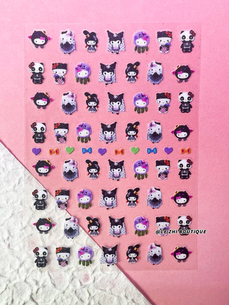 Deep Blue - New Cartoon Hello Kitty Stickers Nail Art Supplies Decoration Kuromi Cinnamoroll 3D Stickers Nail Decals Press On Nails Stickers By WTB