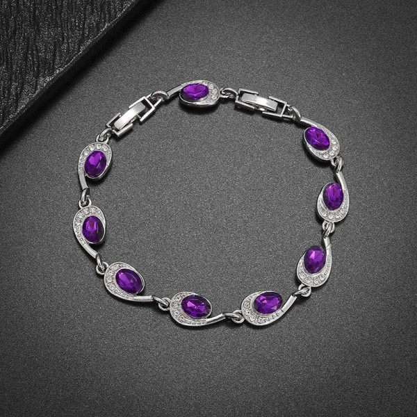 Metal Red - Fashion Exquisite Color Crystal Inlaid Ladies Charm Bracelet Engagement Wedding Jewelry By WTB