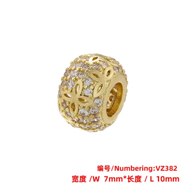 Gray - Zhukou Brass Flowers Beads For Jewelry Making Cubic Zirconia Diy Handmade Bracelets Jewelry Making Beads Jewelry Materials Vz380 By WTB