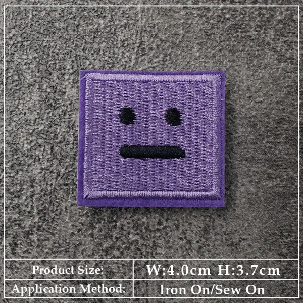 Yellow - Square Expression Embroidered Applique Patches Fabric Garment Apparel Clothing Accessories Embroidery Badges Pink Black White By WTB