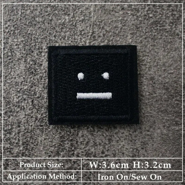 Green - Square Expression Embroidered Applique Patches Fabric Garment Apparel Clothing Accessories Embroidery Badges Pink Black White By WTB