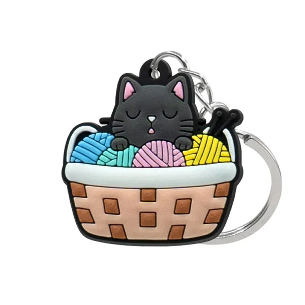 P24/60 - 1Pcs Animal Keychains Cute Black Cat Dach Dog Funny Style Duck Keyring Keychain For Bag Car Key Accessories Kids Favor Key Decor By WTB