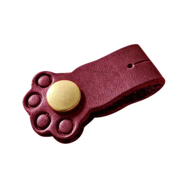 Orange - Genuine Leather Cable Organizer Vintage Earphone Wire Data Line Clips Cable Winder Tie Cable Management Cord Organizer Office By WTB