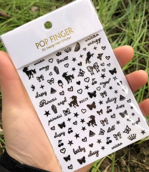 Slate - 1Pcs New English Alphabet Nail Stickers Multi-Color Laser Reflective Nail Slider Art Cool Text Nail Kit By WTB