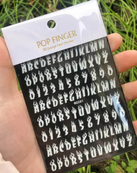 Grad Purple - 1Pcs New English Alphabet Nail Stickers Multi-Color Laser Reflective Nail Slider Art Cool Text Nail Kit By WTB