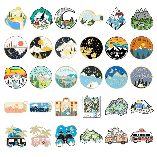 Metal Silver Plated - Travel Brooch Field Crossing Hiking Scenery Snow Scene Mountain Peak Alloy Clothing Accessories Backpack Brooch Badge Lapel Pins By WTB