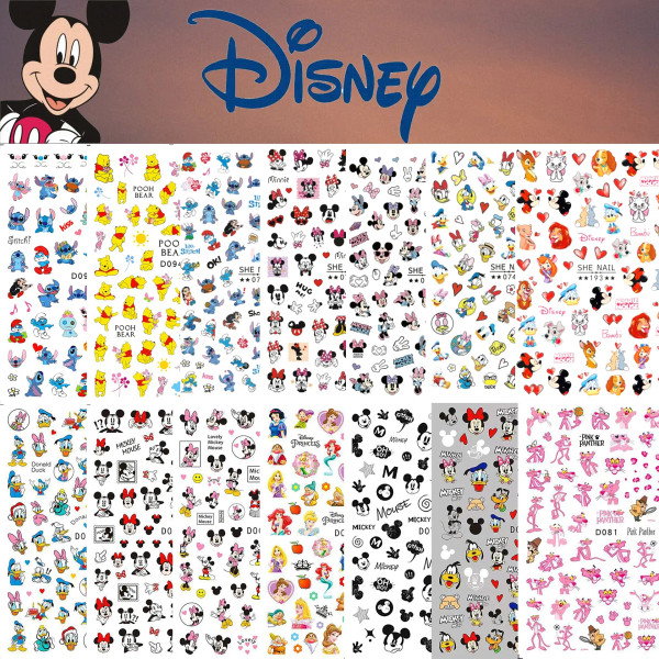 Neo Chrome - 1Pcs Disney Cartoon Nail Stickers Wholesale Waterproof Paste Nail Art Sticker Princess Mickey Anime Series Nail Decoration By WTB