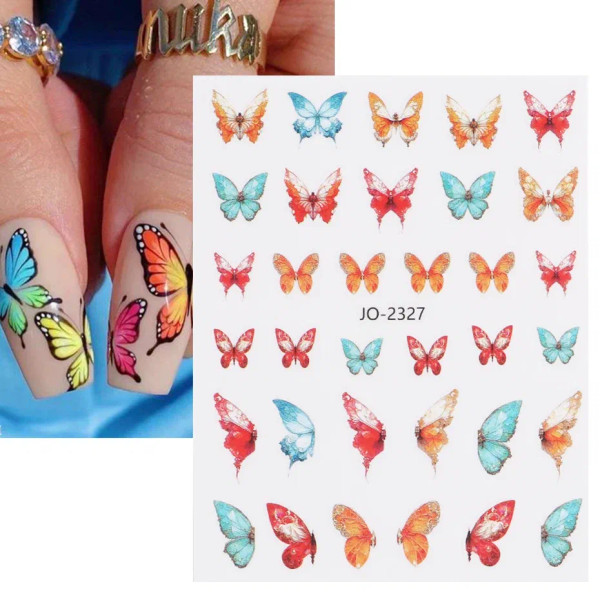 Plum - 3D Blue Butterfly Adhesive Stickers Nail Art Decoration Laser Flowers Leaves Nail Sticker Nail Art Supplies Nail Parts By WTB