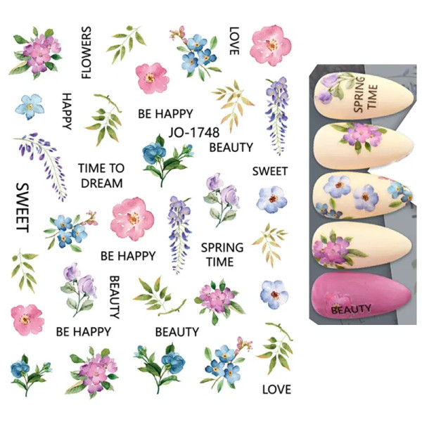 Amy Green - 3D Blue Butterfly Adhesive Stickers Nail Art Decoration Laser Flowers Leaves Nail Sticker Nail Art Supplies Nail Parts By WTB