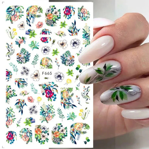 Gray - 3D Blue Butterfly Adhesive Stickers Nail Art Decoration Laser Flowers Leaves Nail Sticker Nail Art Supplies Nail Parts By WTB