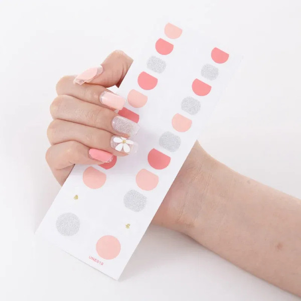 Brown Red - 22 Tips/Sheet Solid Color And Striped Manicure Designer Nail Decals Nailart Sticker Full Beauty Nail Tape Manicure Self Adhesive By WTB