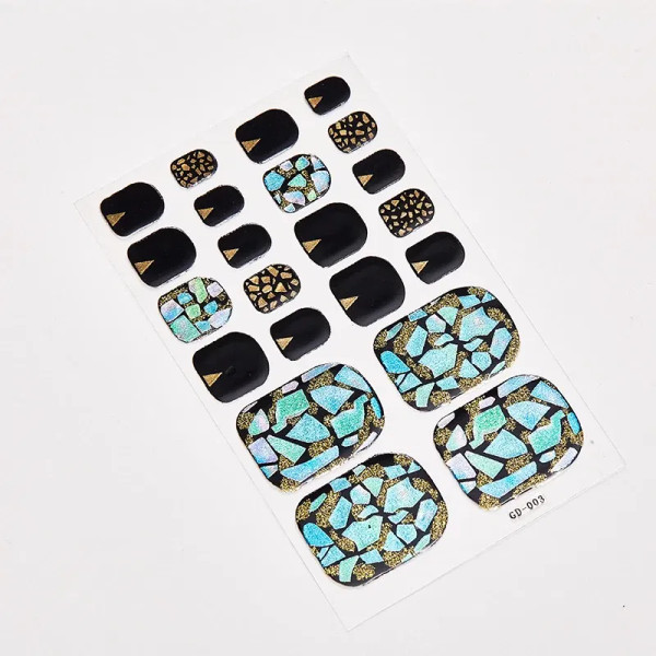 Black - 22 Tips/Sheet Nail Decoration Designed Manicure Decoration Nail Tape Nail Designs Full Cover Nail Stickers Nails Art Decoration By WTB