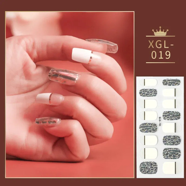 Red - 1 Sheet Glitter Nail Stickers Nail Art Polish Stickers Nail Tips Nail File Adhesive Wraps Manicure Decal Strips Drop Shipping By WTB