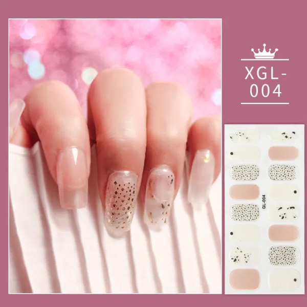 White - 1 Sheet Glitter Nail Stickers Nail Art Polish Stickers Nail Tips Nail File Adhesive Wraps Manicure Decal Strips Drop Shipping By WTB