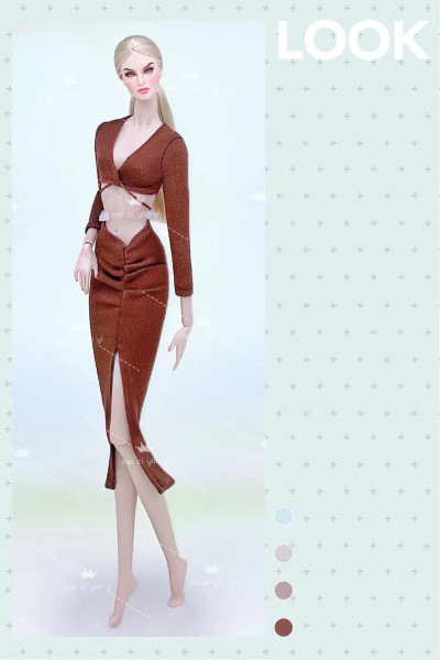 Red Wine - Clothes For Barbie Doll Accessories Dress By WTB