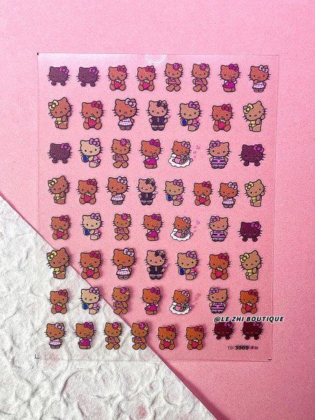 Palegoldenrod - New Cartoon Hello Kitty Stickers Nail Art Supplies Decoration Kuromi Cinnamoroll 3D Stickers Nail Decals Press On Nails Stickers By WTB