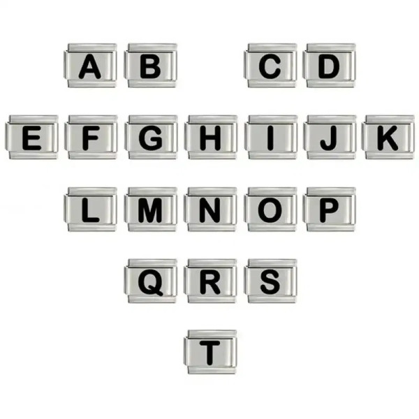 Metal Black Zinc Plated, Main Stone White - New Diy Italian Charm 9Mm Module Bracelet 26 English Letter Stainless Steel Elastic Bracelets For Men And Women Gift By WTB