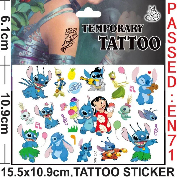 Deep Sapphire - Disney Stitch Tattoo Stickers Cute Cartoon Toys For Children'S Happy Birthday Party Decoration Halloween Cosplay Props Kid Gifts By WTB