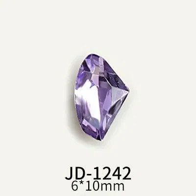 Blue - 20Pcs Nail Art Light Purple Sparkling Crystal Glass Diamond Violet Pointed Bottom Bare Rhinestone Gem Nail Accessories Charms By WTB