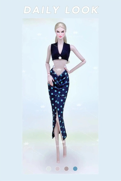 Blue - For Barbie Clothes Doll Overalls Clothing And Accessories Outfits For Barbie Dress Black Doll Uniform Princess Dress Settoy By WTB