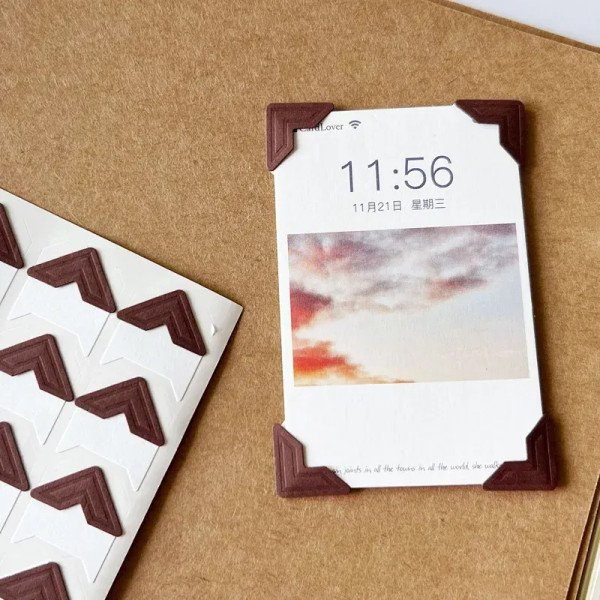 Navy Blue - 120 Pcs/Lot 5 Sheets Diy Self-Adhesive Vintage Kraft Paper Stickers For Photo Album Corner Frame Scrapbooking Picture Decoration By WTB