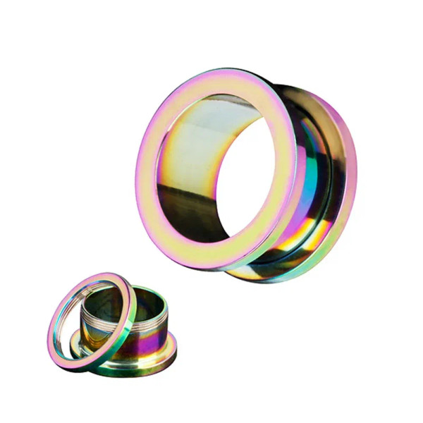 Metal Silver Plated, Main Stone Yellow - 2Pcs Multi Color Steel Screw Fit Tunnel Ear Plug Stretcher Gauge 3-25Mm Ear Lobe Tunnel Expander By WTB