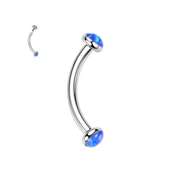 Metal Gold-Color, Main Stone Green - 3/4/5Mm Opal Steel Eyebrow Ring Internally Threaded 6Mm -14Mm Bar Curved Barbell Monroe Lip Stud Ear Tragus Piercing By WTB