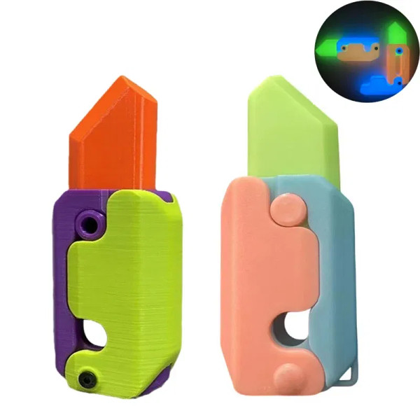 Multi-Colored, Ships From: China - Gravity Folding Claw Knife Radish Knife 3D Printing Gravity Knife Small Radish Knife Push Card Decompression Fidget Mini Toy By WTB