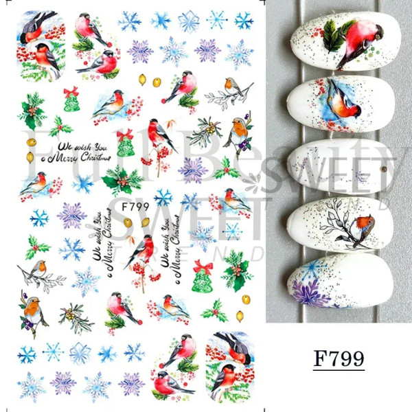 Sky Blue - 5D Embossed Elk Nail Art Sticker Cute Christmas Winter Santa Claus Snowflake Gingerbread Man Engraved Slider Manicure Decoration By WTB