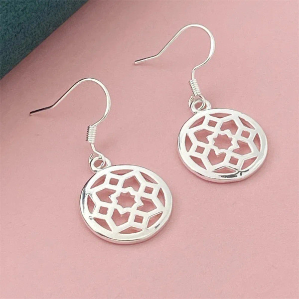 Gem Blue - 925 Silver Heart Shape Earrings Women Exquisite Student Jewelry Accessories By WTB