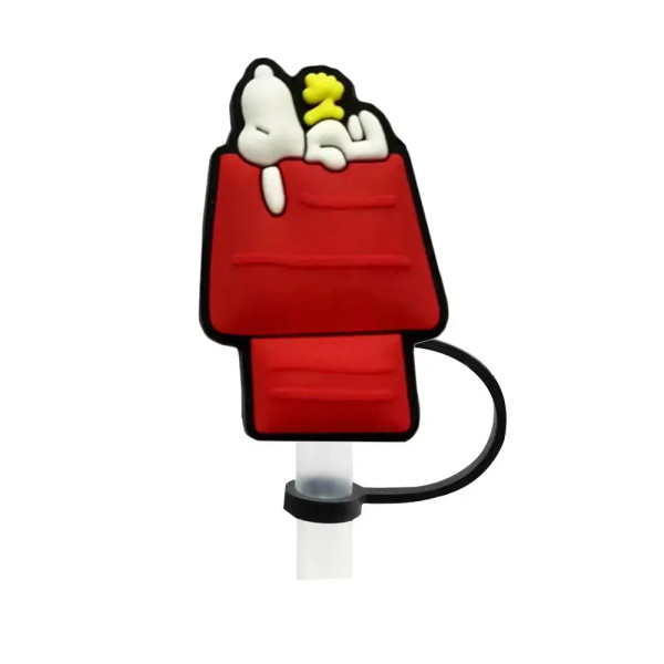 Plum - 1-12Pcs Cute Miniso Snoopy Straw Cover Cap With 30&40Oz Cup10Mm Straw Toppers Reusable Dust-Proof Straw Caps Cartoon Drink Stra By WTB