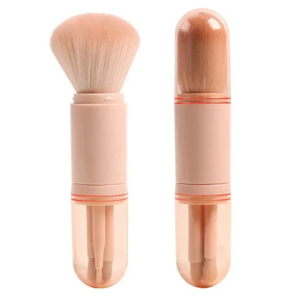 Handle Pink - 4Pcs/Set 4 In 1 Telescopic Makeup Brush Portable Travel Makeup Brushes Set Eyeshadow Loose Powder Mini Makeup Brush Beauty Tools By WTB
