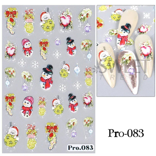 Army Green - 5D Embossed Elk Nail Art Sticker Cute Christmas Winter Santa Claus Snowflake Gingerbread Man Engraved Slider Manicure Decoration By WTB