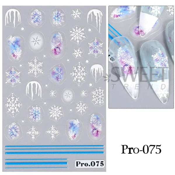 Yellow - 5D Embossed Elk Nail Art Sticker Cute Christmas Winter Santa Claus Snowflake Gingerbread Man Engraved Slider Manicure Decoration By WTB