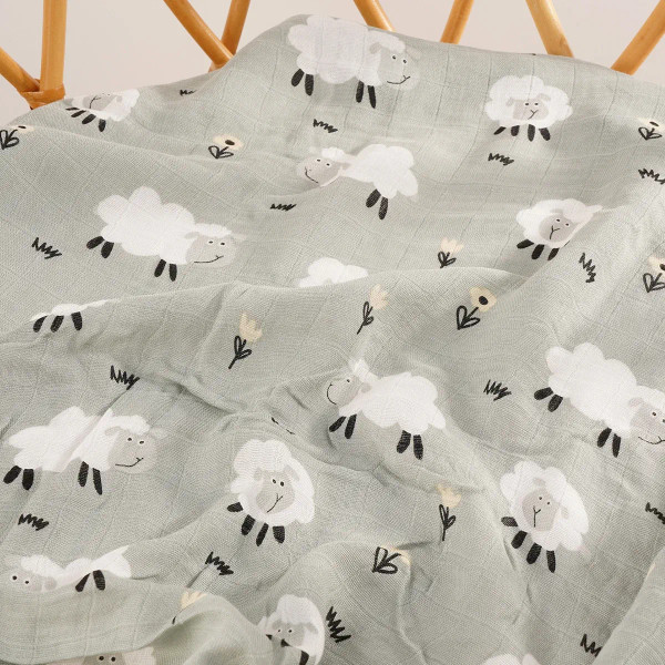 White, Size: Option 1 - Happyflute 120*110Cm Soft Muslin Bamboo Cotton Baby Wrap Animal Pattern Travel Newborn Multi-Function Swaddle Sleeping Blanket By WTB