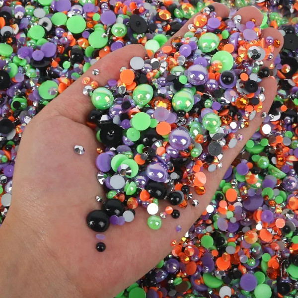 Grey, Size: 1Mm - Mix Flatback Pearls And Rhinestones 3Mm-10Mm Ab Color Resin Rhinestone And Half Pearl For Diy Crafts, Nails, Shoes, Tumblers By WTB