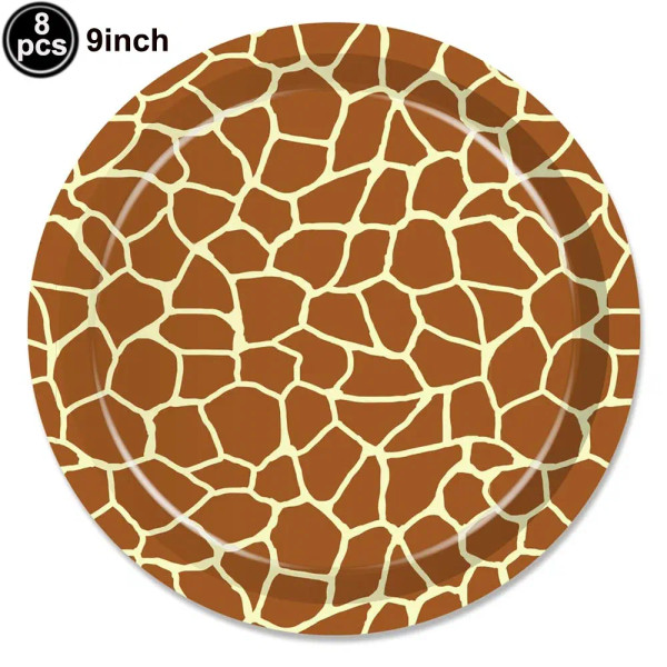 Burgundy - Animal Print Disposable Tableware Leopard Printed Paper Plates Napkins For Birthday Party Jungle Safari Theme Party Decoration By WTB