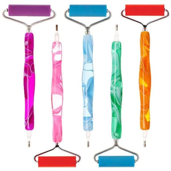 Blue - Diamond Art Painting Pen Metal Steel Rubber Roller Pens Head Multi Placer Tips Point Drill Rolling Tool Cross Stitch Accessories By WTB