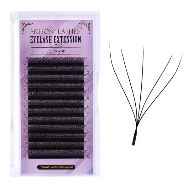 Brushed Slate, Curl: D, Thickness: 0.07Mm, Length: 11Mm - Arison Lashes W Shape 3/4/5/6D Eyelashes Extension Premade Volume Fans Yy-Shape Lashes Faux Mink Soft Easy Faning Natural Lashes By WTB