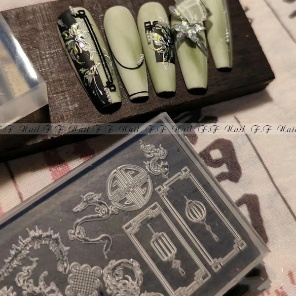 Burgundy - 1Pc Snake Flamingo Jellyfish Dragon Dtream 3D Acrylic Mold Nail Art Diy Silicone Nail Art Templates Nails Mold By WTB