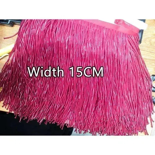 Gold, Size: M - 15Cm Width 38 Colors Grey Blue Tube Tassel Dress Accessories Lace Trim Wedding And Evening Dress Beaded Decoration Rs3052-2 By WTB