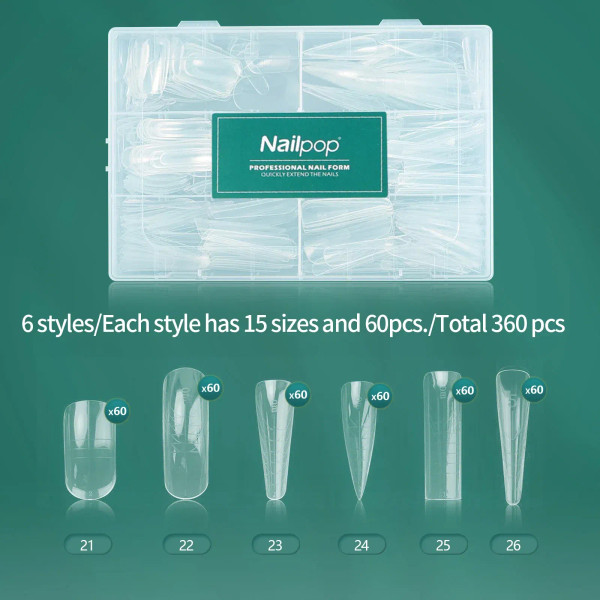 Dark Khaki - Nailpop Color Nail Dual Forms Set Full Nail Forms For Polygel Reusable Nail Tips Nail Extension Forms Acrylic Nail Dual Forms By WTB