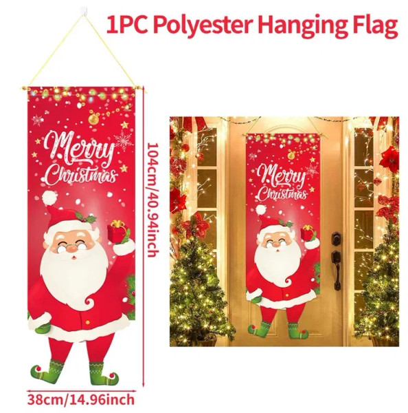 Khaki - Santa Claus Hanging Flag Merry Christmas Decorations For Home 2023 Xmas Gifts Christmas Ornament Navidad Natal New Year 2024 By WTB