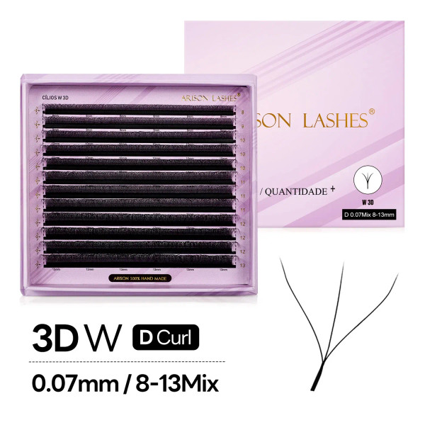 Light Blue, Curl: D, Thickness: 0.07Mm, Length: 11Mm - Arison Lashes W Shape 3/4/5/6D Eyelashes Extension Premade Volume Fans Yy-Shape Lashes Faux Mink Soft Easy Faning Natural Lashes By WTB