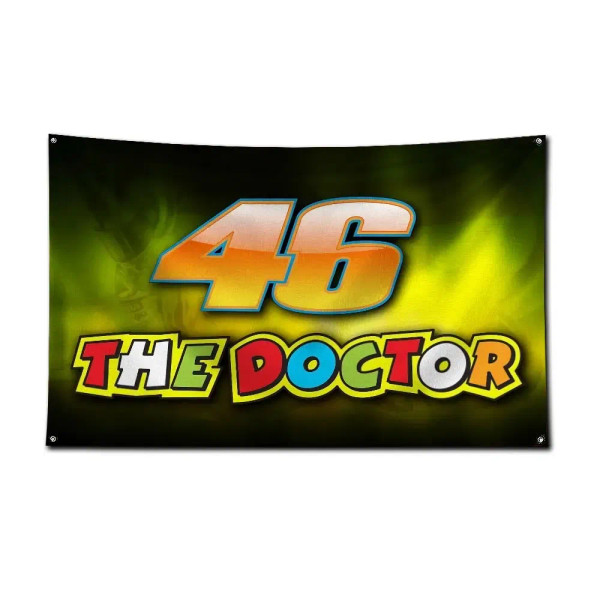 Green, Size: 90 X 130Cm - 3X5 Ft D-Doctors R-Rossis Vr-46 Flag Polyester Digital Printing Banner For Garage Wall Out Door Decoration With Brass Grommets By WTB
