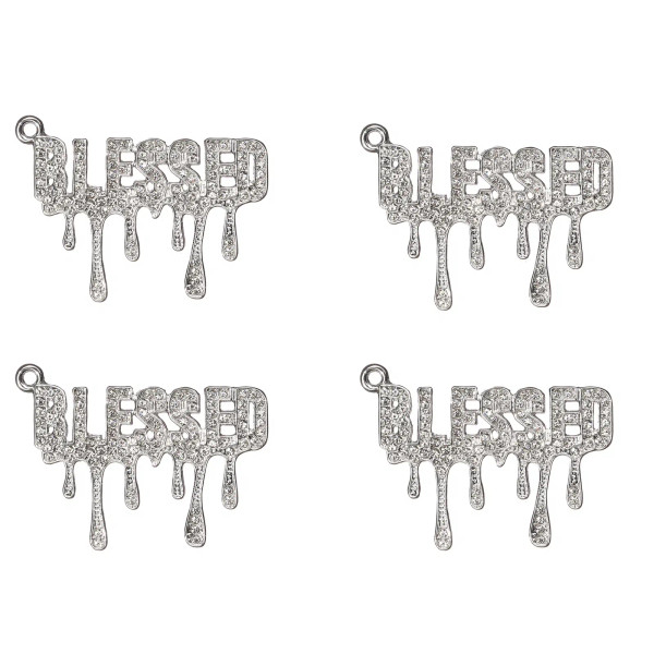 Metal Silver Plated, Ships From: China - 10Pcs Blessd Rhinestone Letter Charms For Bracelet Bangle Jewelry Making Diy Accessories Wholesale Ltc0289-Ltc0292 By WTB