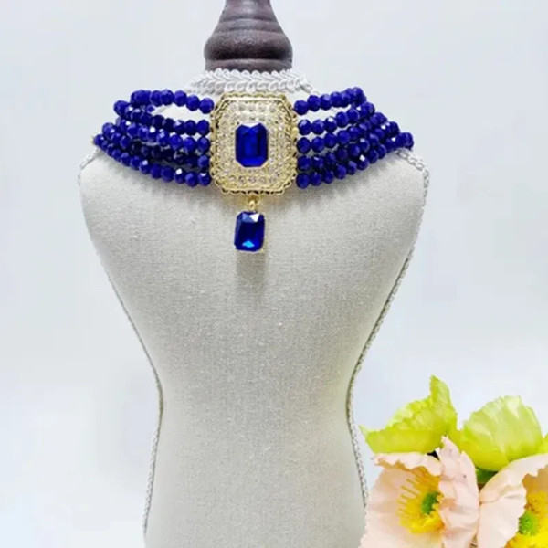 Metal Rhodium Plated - A Vintage Beaded Necklace For Women A Popular Algerian Bridal Headdress And Jewelry For Wedding Party Performances By WTB