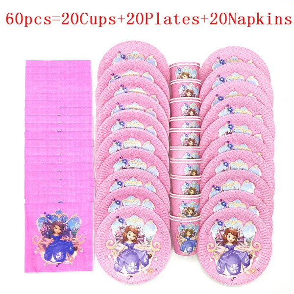 Blue - Disney Sofia The First Party Supplies Decorations Kids Birthday Disposable Tableware Cups Princess Party Theme Favors Girls Set By WTB