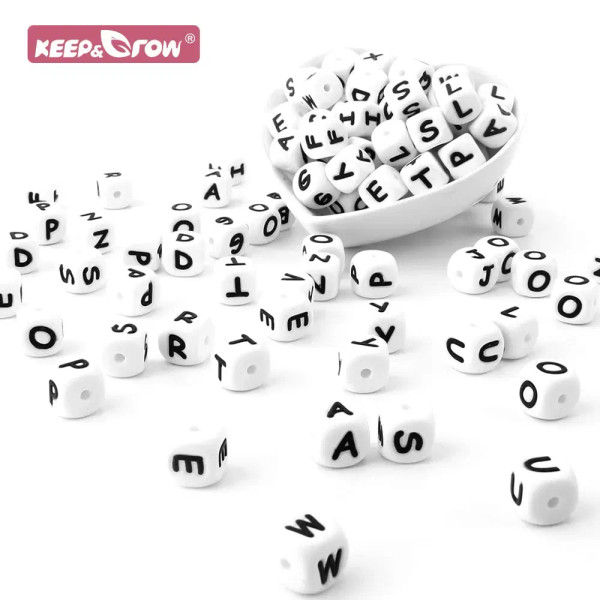 Violet/?Â«?Â?Â¦Â° - 100Pcs Baby Teether 12Mm Silicone Letters Beads Pacifier Clip Chain Personalized Name Letter Beads Teething Nursing Toy Bpa Free By WTB